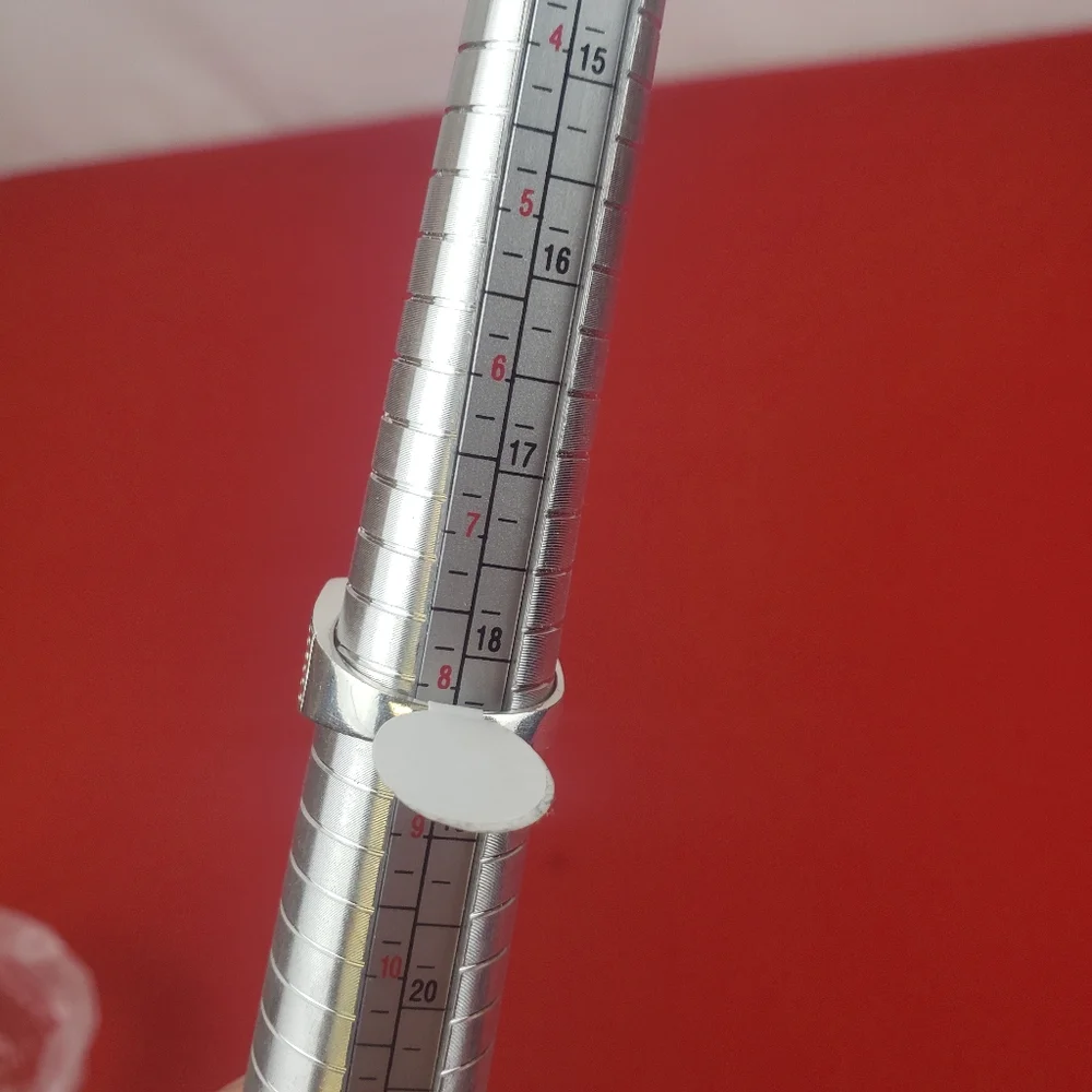 925 sterling‎ silver with Red / White zircon stones mens ring size 8 - Picture 5 of 12